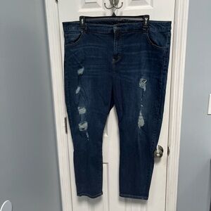 Celebrity Pink Blue Distressed Boyfriend Jeans Size 24 Plus Size Stretch